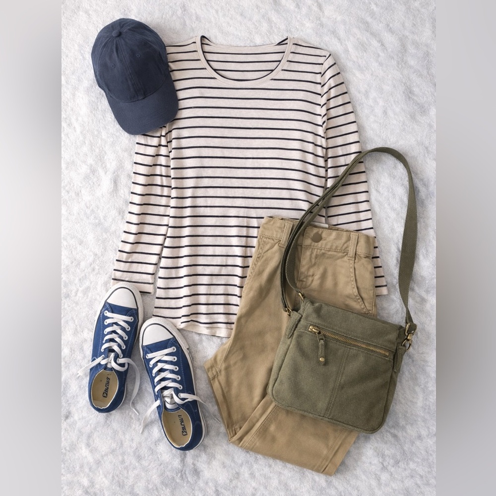 🍓3/$15 Caslon Long Sleeve Top stripe blue/ cream